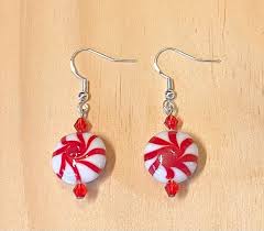 Peppermint Candy Earrings, Red and White Candy Earrings ...