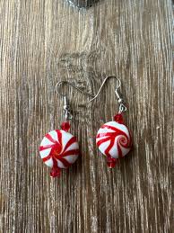 Peppermint Candy Earrings | Lampwork Glass Earrings ...