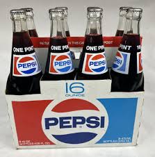 Vintage Pepsi Cola 6 Pack Full 16 oz Glass Bottles Cardboard ...