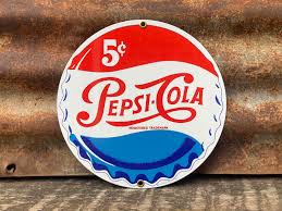 Vintage Pepsi Cola Sign 5 Cent Pepsi Sign 1930s Style ...