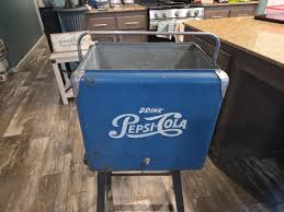 Vintage 1950S Drink Pepsi Cola Blue Metal Portable Picnic ...