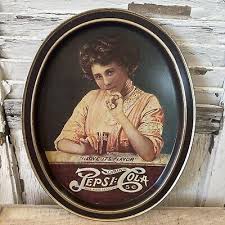 Vintage Tin Oval Tray Pepsi-Cola Platter Granny Core Prop ...