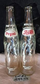Vintage Soda Pop Bottles - Pepsi Cola 1974 & 1985 Clear Glass Swirl 16 oz LOT ×2 | eBay