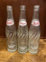 Vintage Pepsi Cola Lot Of 3 10 Oz Clear Glass ACL Embossed Soda Bottles Money | eBay