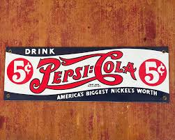 Vintage Drink Pepsi Cola Porcelain Sign 18” X 6” Nice Repro ...