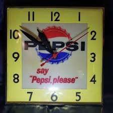 Vintage Lighted Pepsi Clock - 1960s Pam Clock - Games Room ...