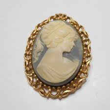 D20 Delightful Vintage Cameo Brooch of a Lady With Upswept Hair. Silvertone Frame With Blue Green Baby Stones. Back in 1980. Tracked Shippin - Etsy