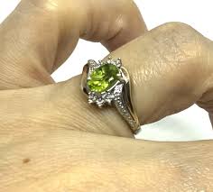 Vintage Sterling Silver 10K Gold Green Tourmaline Diamonds Ring Size 4.75 2.94g | eBay