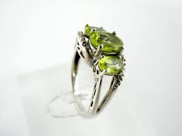 SUN Sterling Silver Peridot and Natural Diamond Accent Ring 925 Size 6.5 4g | eBay