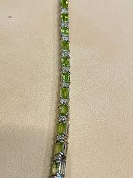 15 Carat Genuine Natural Peridot and Diamond Tennis Bracelet ...