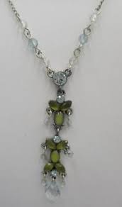 Vtg NEW NWT 1928 2028 Silver Green Blue Topaz Dangle ...