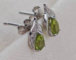 Peridot Earrings Sterling Silver August Birthstone Diamond ...