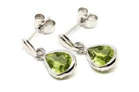 9ct White Gold Peridot Teardrop Earrings With FREE Gift Box ...
