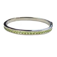 Women's Stainless Steel Bracelet with Light Green Crystals ...