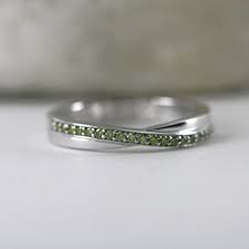 Infinity Green Diamond Wedding Anniversary Ring in 14K White ...