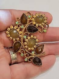 Vintage Jewelry Gorgeous 1928 Rhinestone Sunflowers Flowers ...