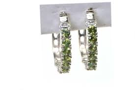 Natural Peridot Hinge Hoop Earrings Gemstone Hoops ...