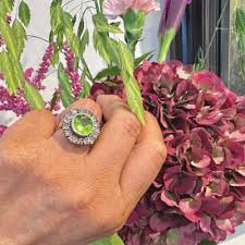 Emerald Diamond 14k Silver Cluster Ring 12730-8008 - Binenbaum Antiques & Jewelry