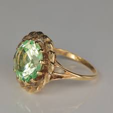 14K Yellow Gold Synthetic Green Spinel Ring - Moriartys Gem Art