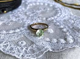 RESERVED vintage 10K Yellow Gold brilliant faceted Green ...