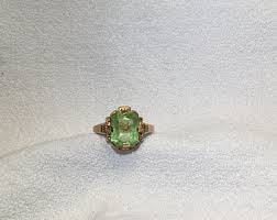 Antique Victorian Emerald Cut Peridot Gemstone 10k Solid ...