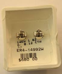 14K WHITE GOLD - DIAMOND (.12Ct) CLUSTER STUD EARRINGS | eBay
