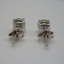 Peridot & Silver Stud Earrings, August Birthstone Jewellery ...