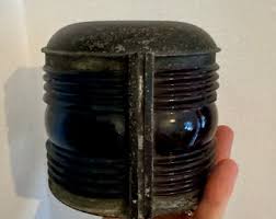 Nautical Ships Lantern Old Blue Red Ribbed Glass Boat Lamps ...