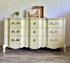 SOLD | French Provincial Bassett Dresser: Green 9-drawer ...