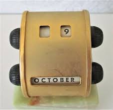 Art Deco Perpetual Calendar Stone Marble Month Day Vintage Paperweight Tall Base | eBay