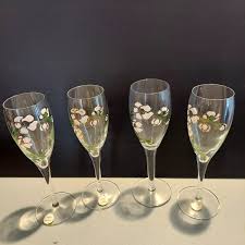 Perrier Jouet Flutes Hand Painted Floral Champagne Stemware ...