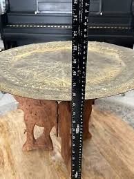 MID-CENTURY HAND-CARVED WOODEN ELEPHANT COLLAPSIBLE WITH ETCHED BRASS TABLE TOP | eBay