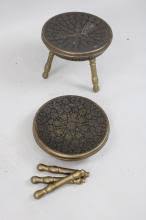 Sold at Auction: Mid-Century Modern Large Moroccan Brass Tray Table with 4 Stools