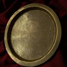 Antique Tea Tray Dish Persian Arab Handcarved Etched ...