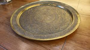 ANTIQUE RARE MUSEUM PLATE ISLAMIC BRASS & SILVER INLAID ...