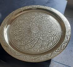 Handcrafted Moroccan Brass Tray Table: Folding Accent Table ...