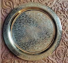 Hand Engraved Moroccan Brass Tray, Solid Brass Engraved With ...
