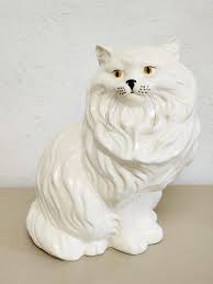 LARGE Tall MCM Ceramic Cat, Life Size Angora Persian Cat ...