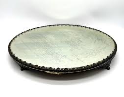 14" Early 20th Century Round Mirror Plateau Gallery Tray ...