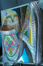 Moroccan Handmade traditional blue Silver berber babouches ...