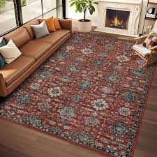 Living Room Rug, Soft Vintage Washable Area Rug Boho Low Pile Non-Slip Large Rug Farmhouse Indoor Floor Carpet : Target