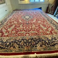 Red and Navy Blue Floral Persian Rug 8'3" x 11" – Re Antiques