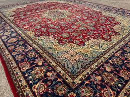 10x14 ANTIQUE ORIENTAL RUG HAND-KNOTTED red blue green ...
