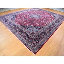 Rich Red Vintage Persian Kashan Rare XL Squarish Size Hand Knotted Pure Wool Rug For Sale at 1stDibs