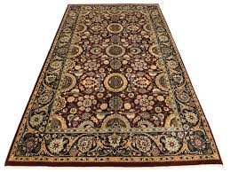 Traditional Agra Tabriz Lisabeth Maroon Blue Hand Knotted Area rugs 5x7 – Treasured Knots