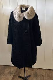 Vtg Women's Astrakin Styled By Lepshire France Curly Lamb Black Coat Fur Collar | eBay