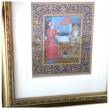 18th Century RAJASTHAN Gouache - "Akbar and Birbal" - Fine Art From . For Sale at Ruby Lane