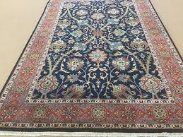 4'.0" X 6'.1" Navy Blue Rust Fine Geometric Oriental Area ...