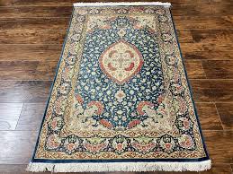 Magnificent Persian Qum Silk Rug 3x5, Blue, Super Fine 675 ...