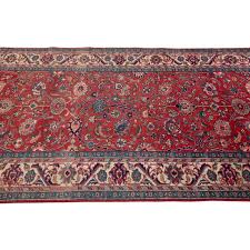 1960s Vintage Persian Tabriz Handmade Floral Red Wool Runner | Chairish